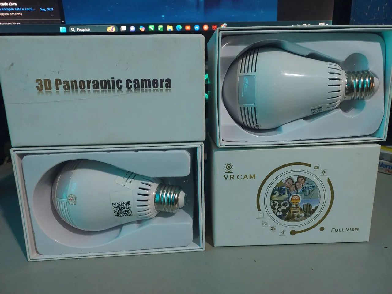 Lâmpada Câmera de Segurança 3D Panorâmica 
