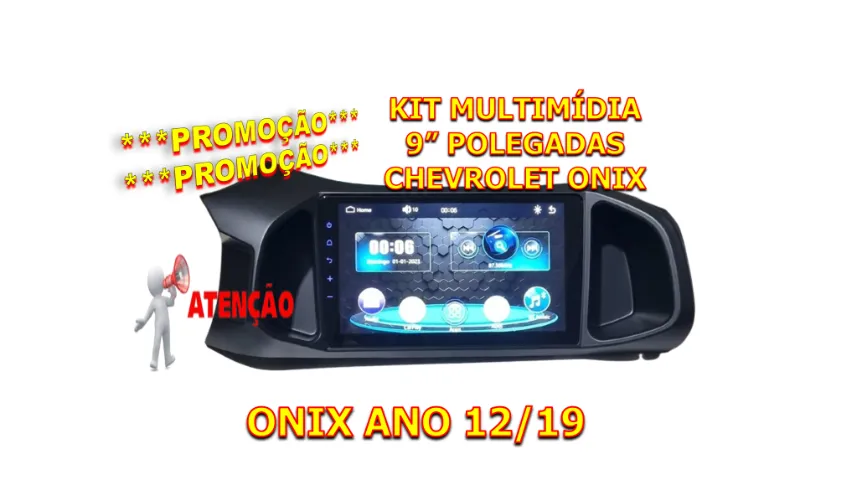 Multimídia Tela 9 Polegadas Chevrolet Onix - Onix Joy - Kit Multimídia