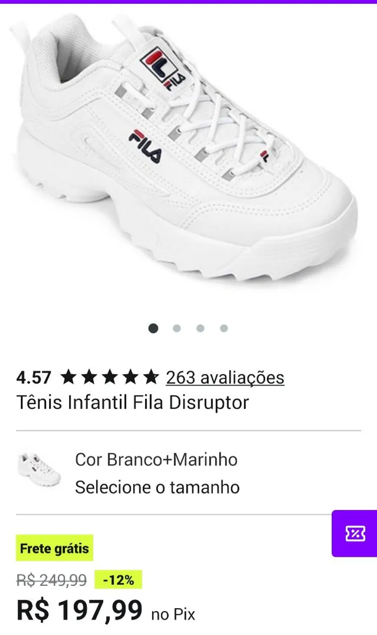 Tênis Infantil Fila Branco N? 28