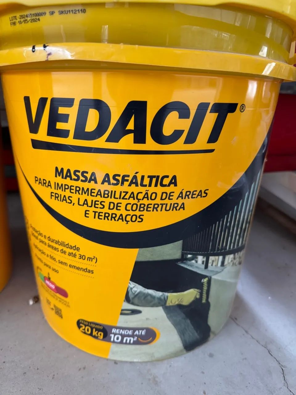 Vedacit Massa Asfáltica Impermeabilizante 20kg - Rende 10m²