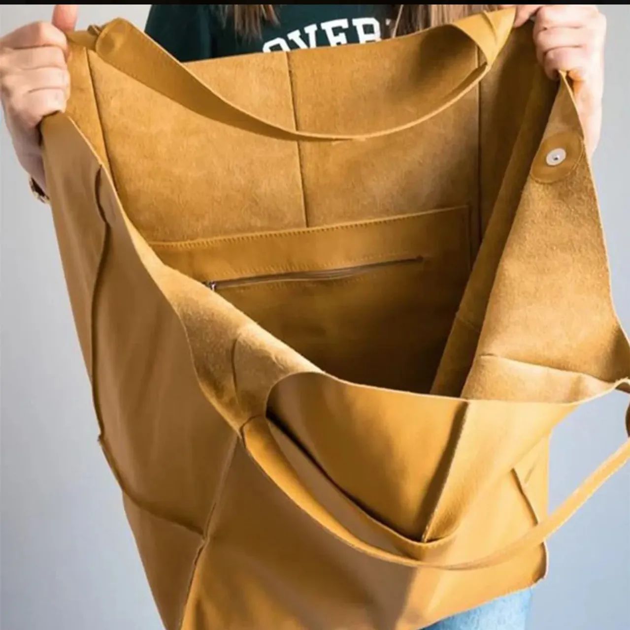 Bolsa Grande Couro Casual Marrom - Foto 3