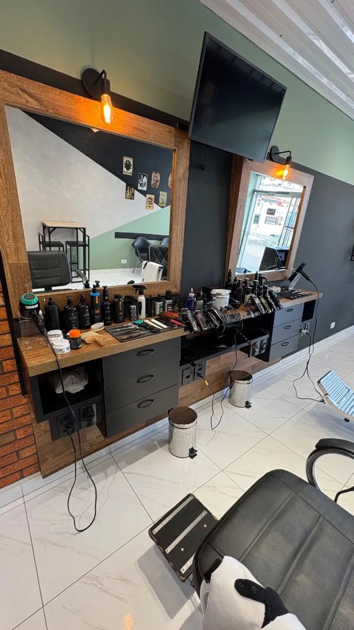 Bancada de Barbearia com 2 Espelhos - Foto 2