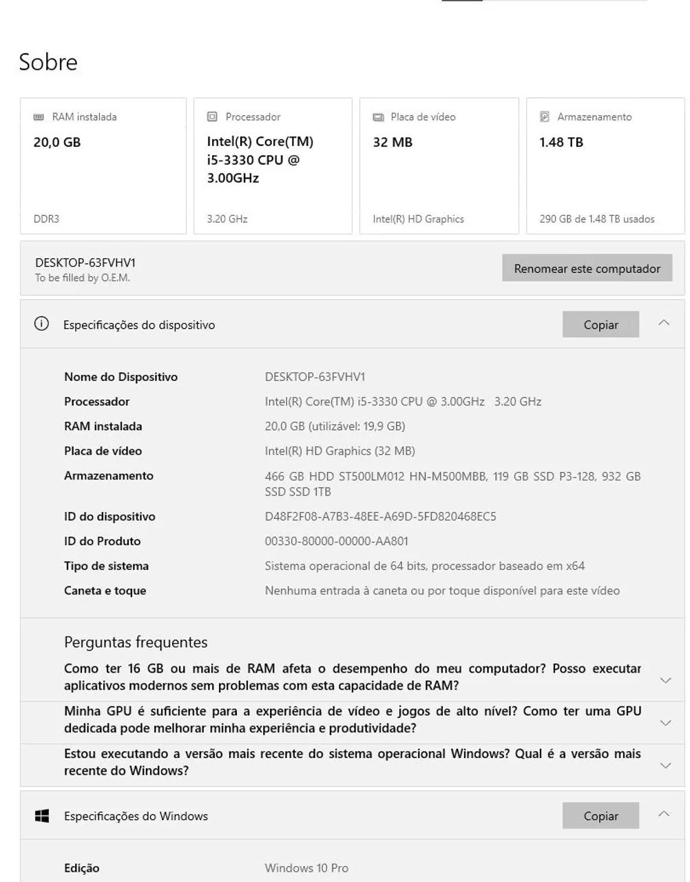 PC DDR3 I5 20GB RAM 1TERA SSD - Foto 2