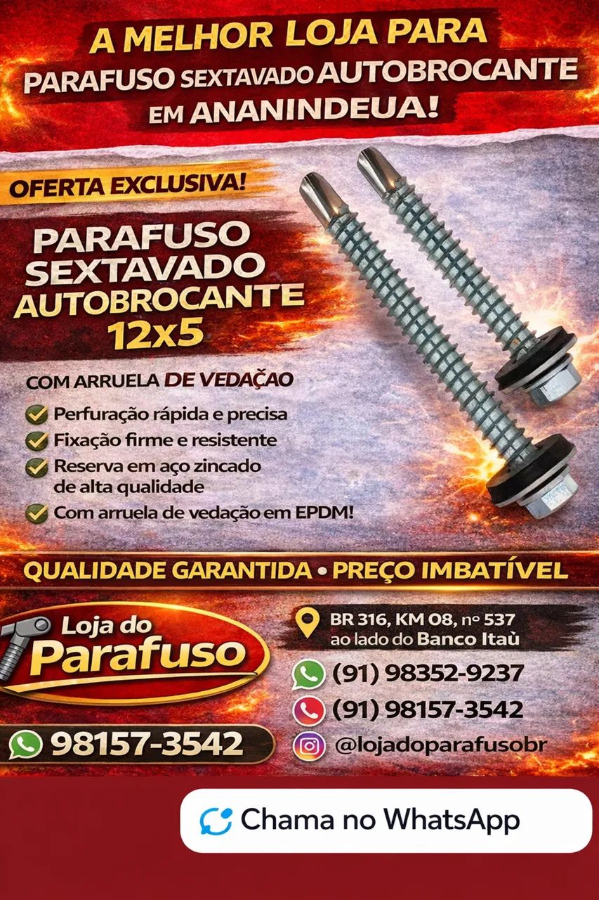 Parafuso Sextavado Autobrocante 12x5 