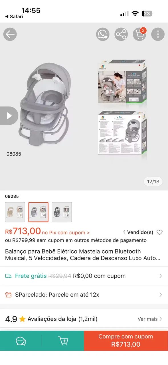 Balanço elétrico Mastela 4 em 1 - Foto 5