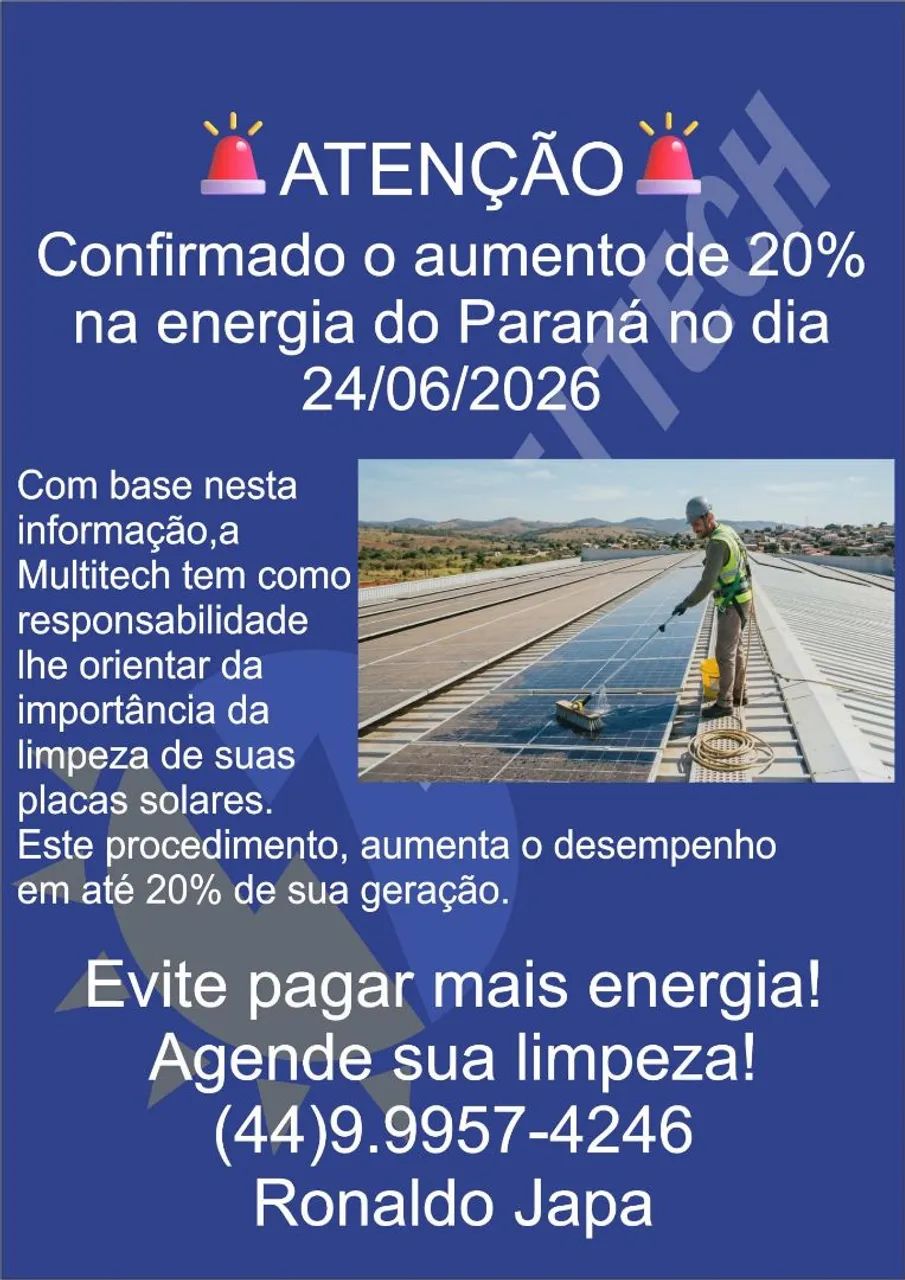 Limpeza de placas de energia solar 