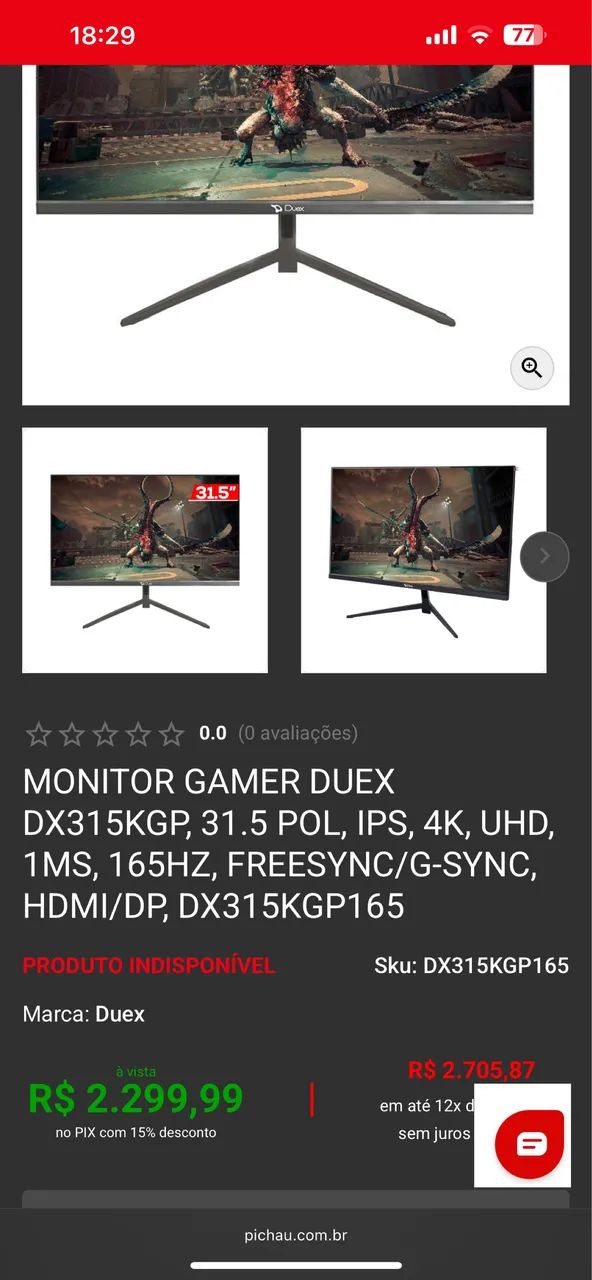 Monitor 4k 32 polegadas! Tenho a caixa original.