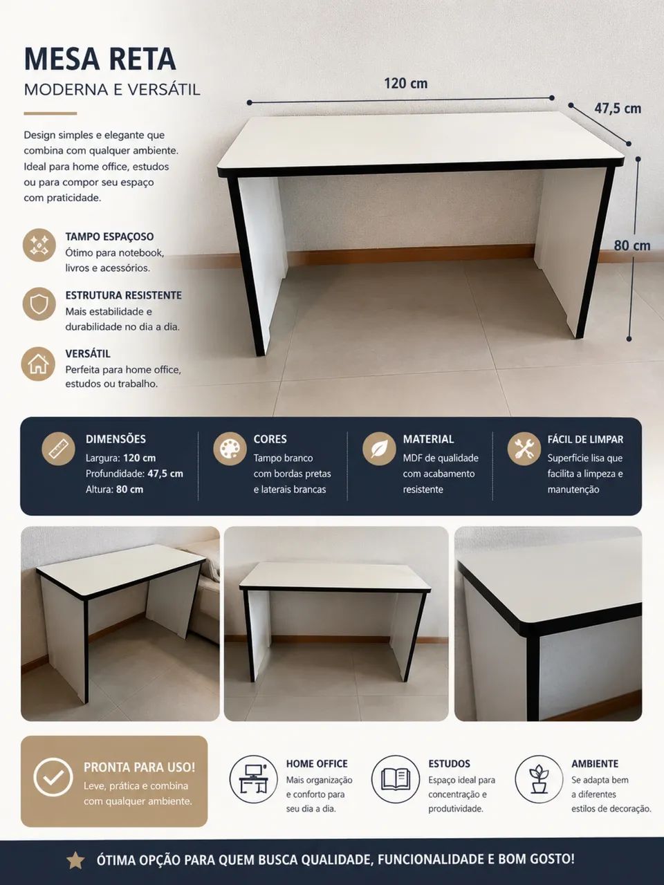 Mesa de Escritório/Home Office 120cm