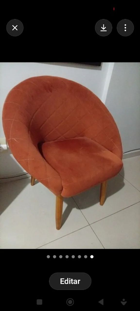 Poltrona moderna em Suede terracota