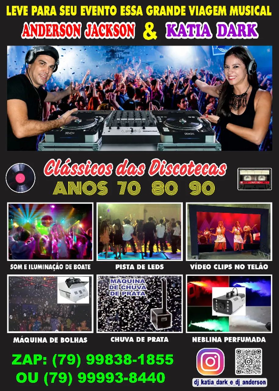 BOATE ANOS 70, 80, 90 E 2000 COM DJ., SOM E LUZ