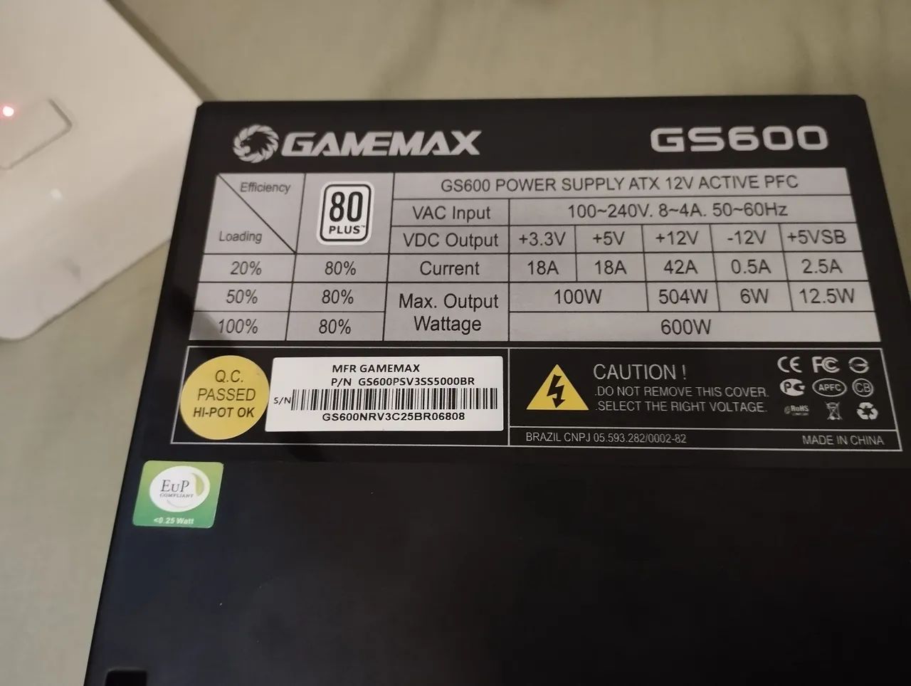 QUEIMADA: fonte gamemax 600w para desmanche