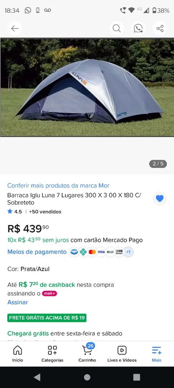 Barraca de camping 7 lugares 