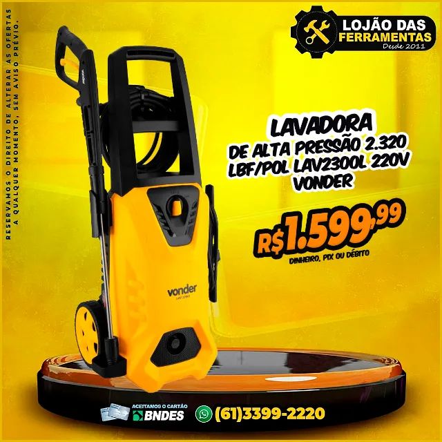 Lavadora de Alta Pressão 2.320 lbf/pol Lav2300L 220v Vonder