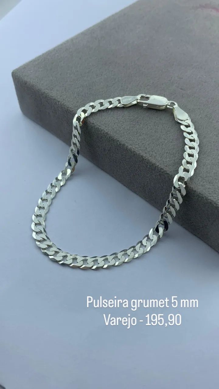 Pulseira de prata 5,5 a 7,5mm - Foto 4