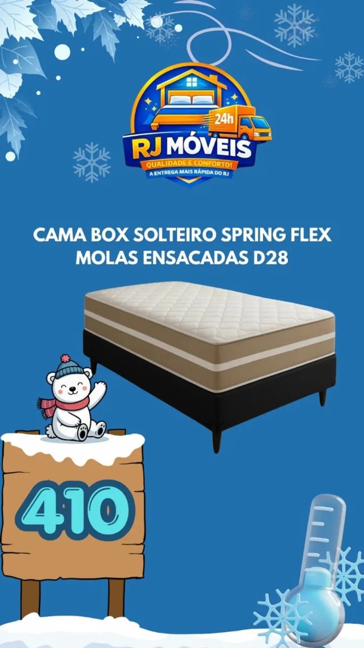Cama box solteiro molas ensacadas D28 (Pague na entrega)