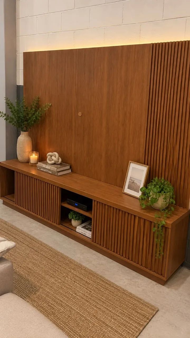 Rack Ripado com Painel Nature ÚLITMA PEÇA