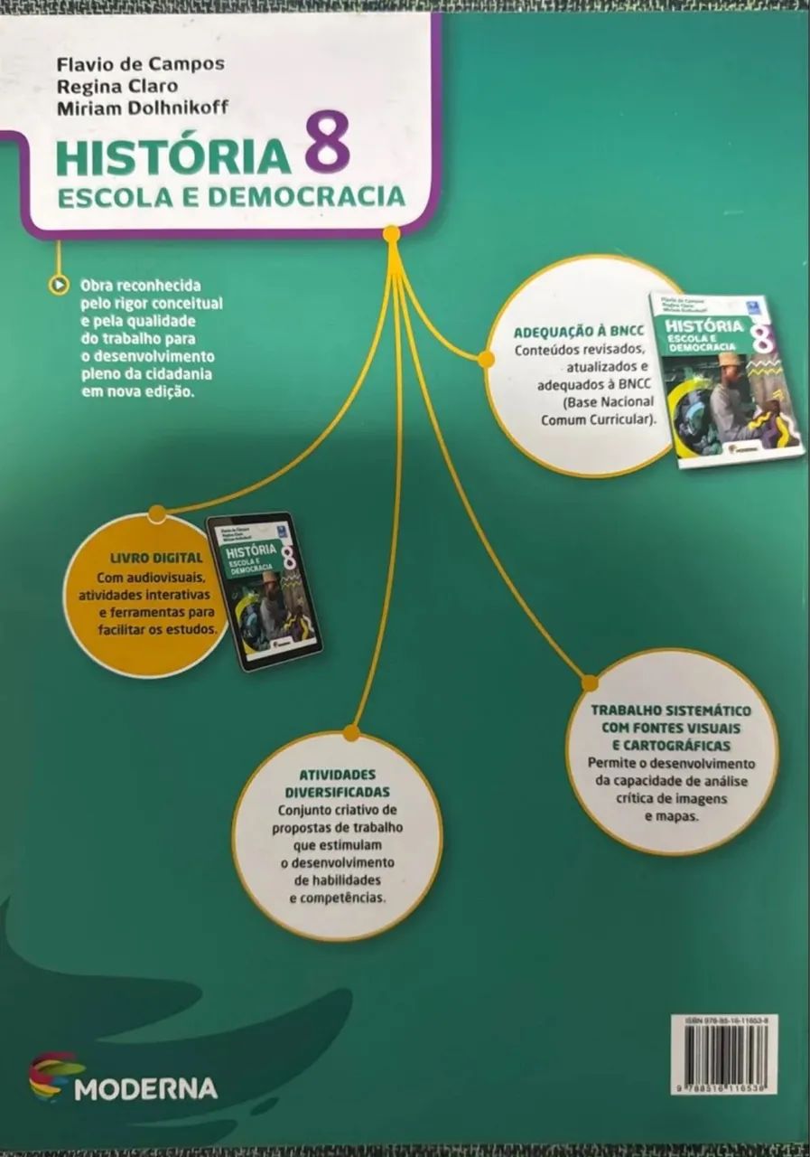 Livro História Escola e democracia - 8 ano - editora Moderna  - Foto 2