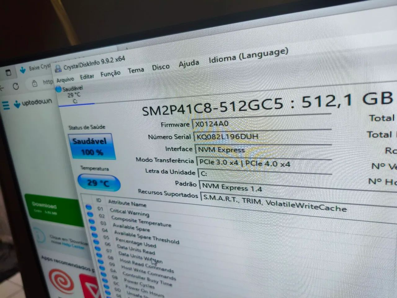 nvme M2 512gb perfeito estado de conservação e funcionamento marca adata 100% saudável  - Foto 4