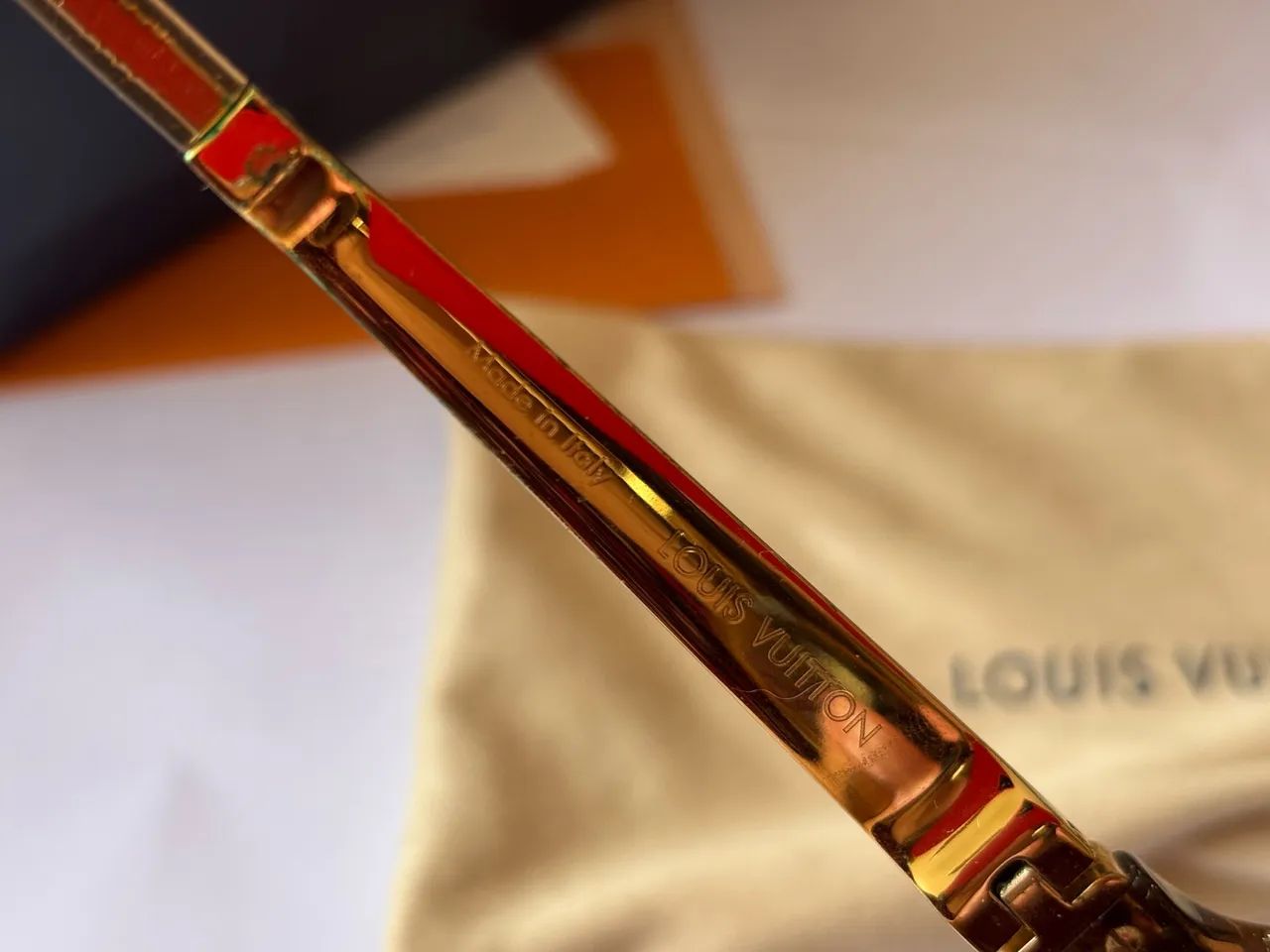 Óculos de Sol Louis Vuitton Acetato Marrom Glitter Dourado - Foto 4