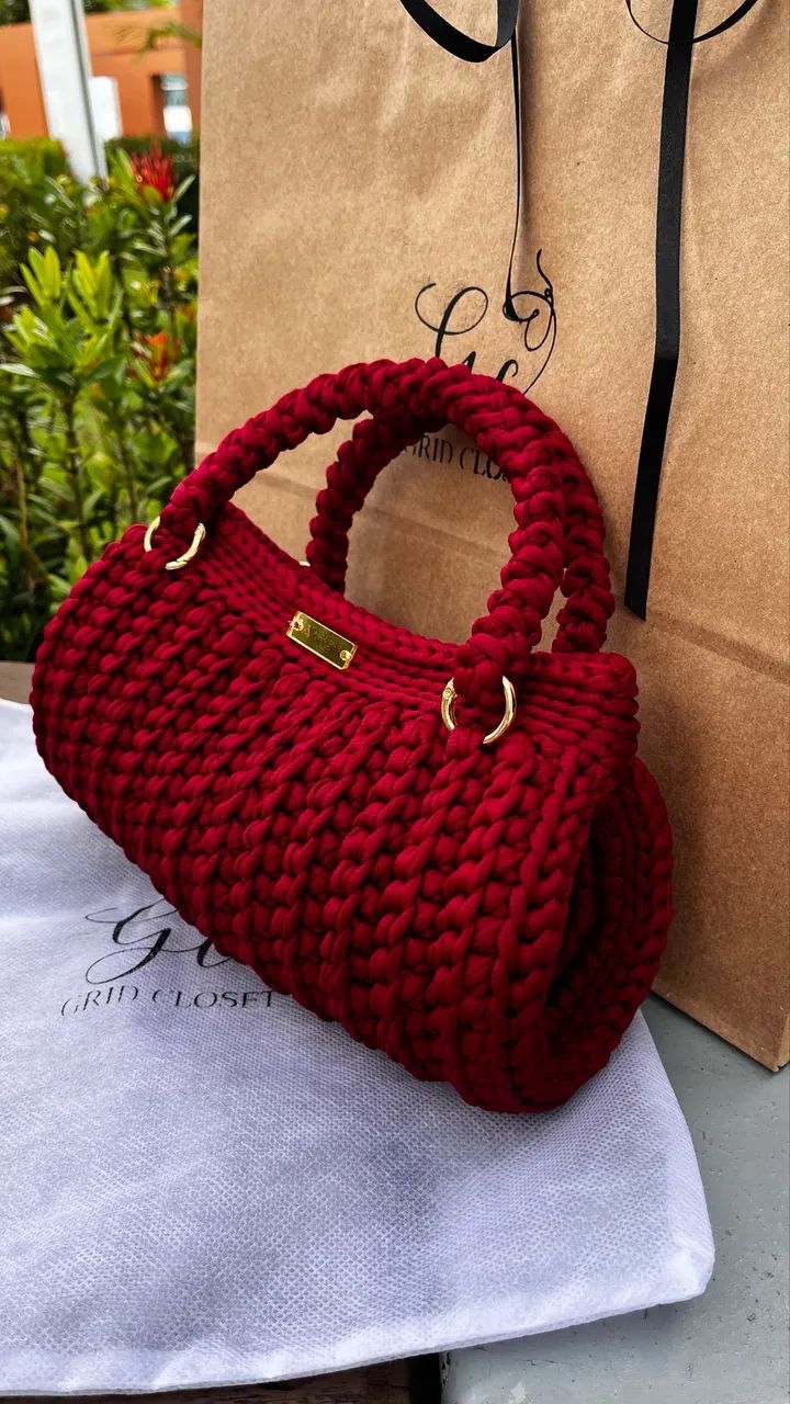 Bolsa de crochê fio de malha premium  - Foto 3