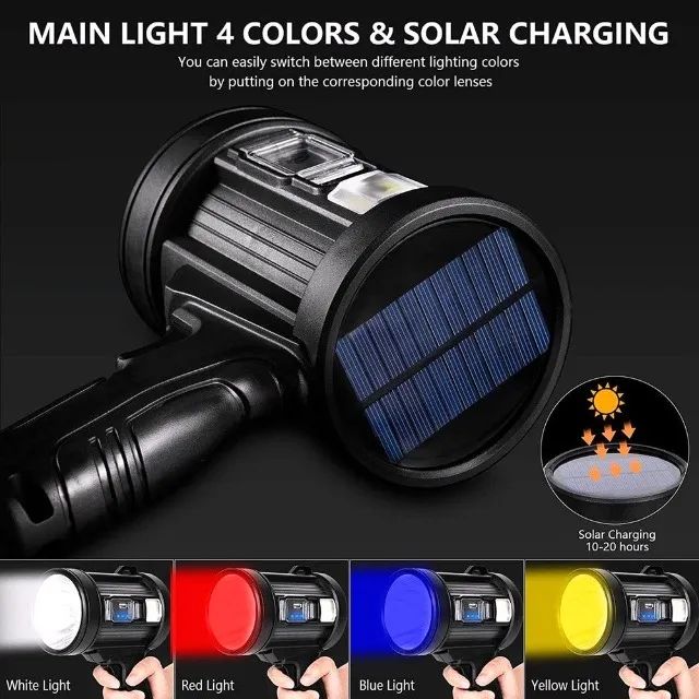 Lanterna potente recarregável portátil com luz solar e resistência à água Pronta Entrega - Foto 5