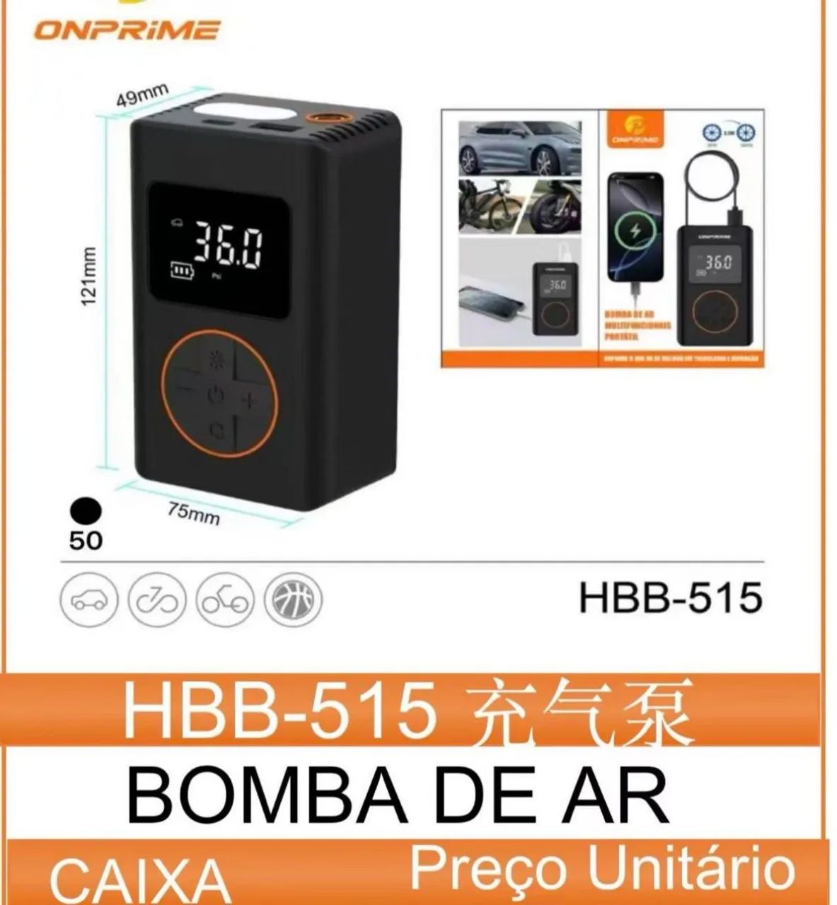 Mini compressor de ar portátil recarregável  - Foto 4