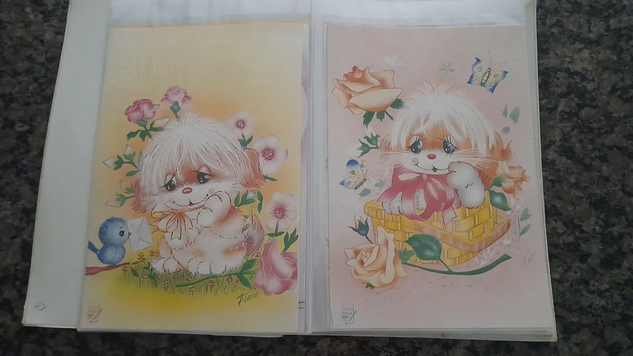 Pasta vintage com 85 papéis de carta - Foto 3