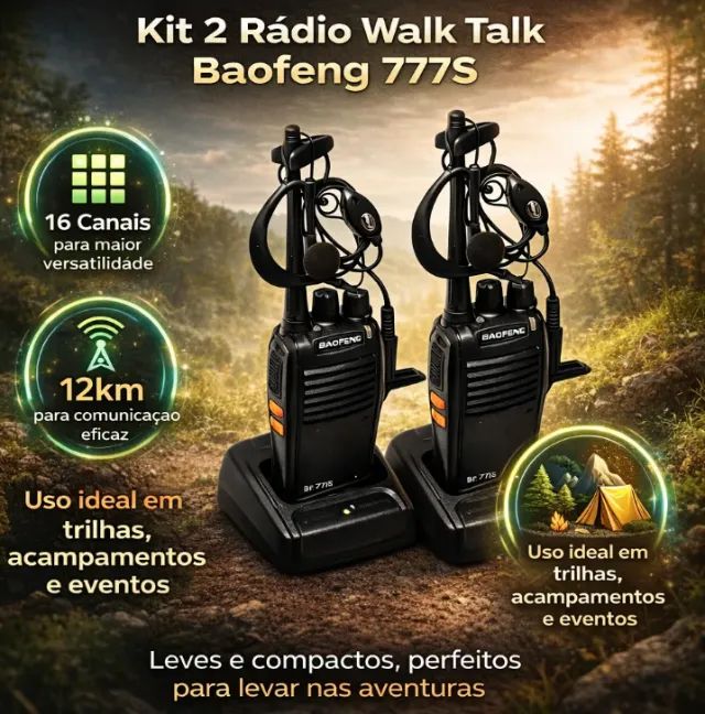 Kit 2 Radio Walk Talk Hold On Comunicador 16 Canais 12km - Foto 4