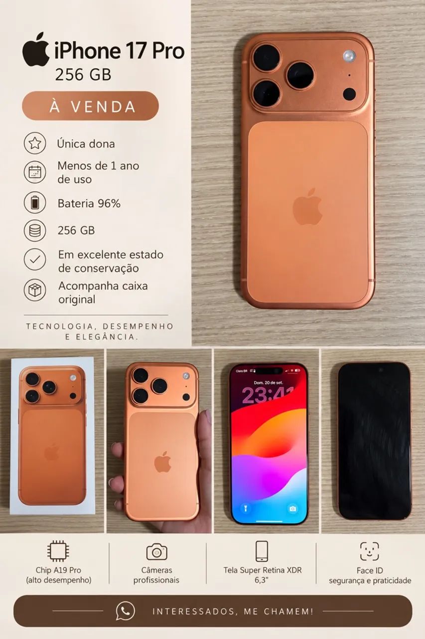 Iphone 17 pro laranja perfeito estado  - Foto 5