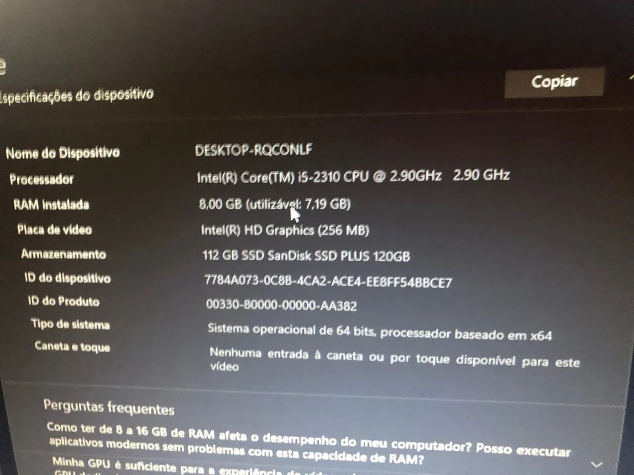 Pc i5 8gb ssd 250