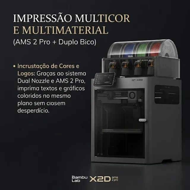 IMPRESSORA 3D BAMBU LAB X2D COMBO COM AMS 2 PRO 1000MM/S - Foto 2