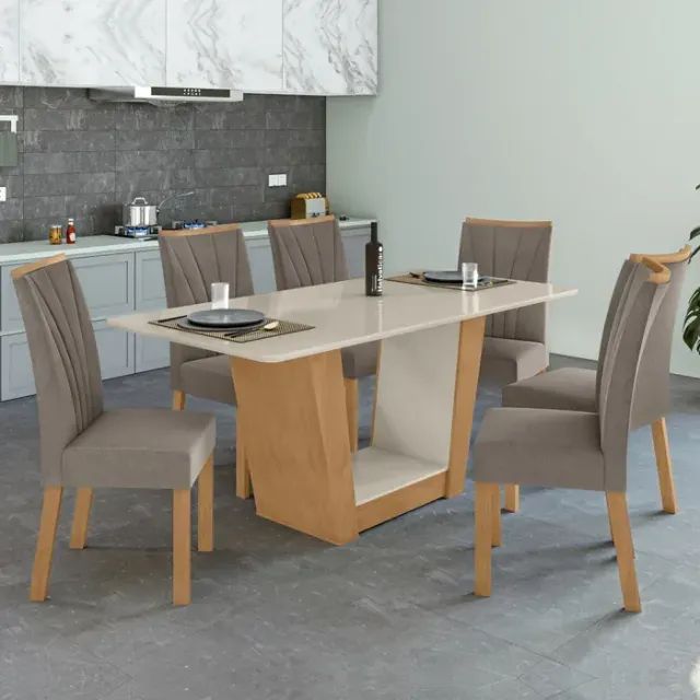 Mesa de Jantar 6 Cadeiras Com Tampo 