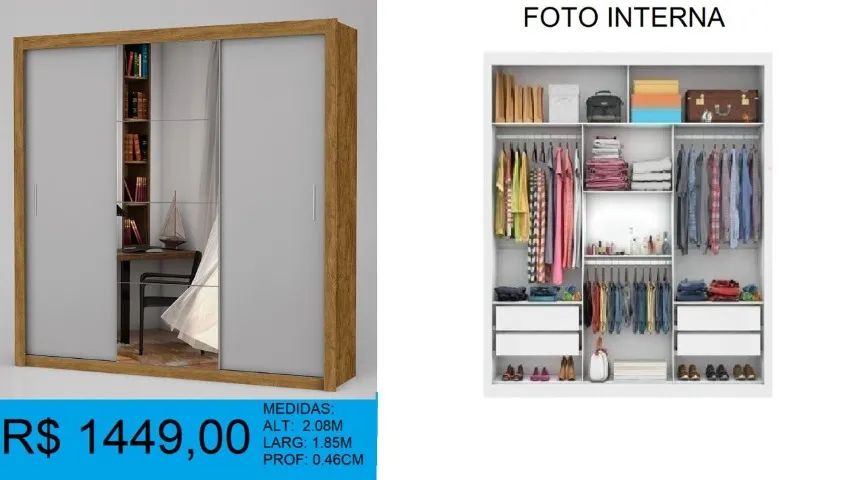 Guarda roupa com porta de correr 
