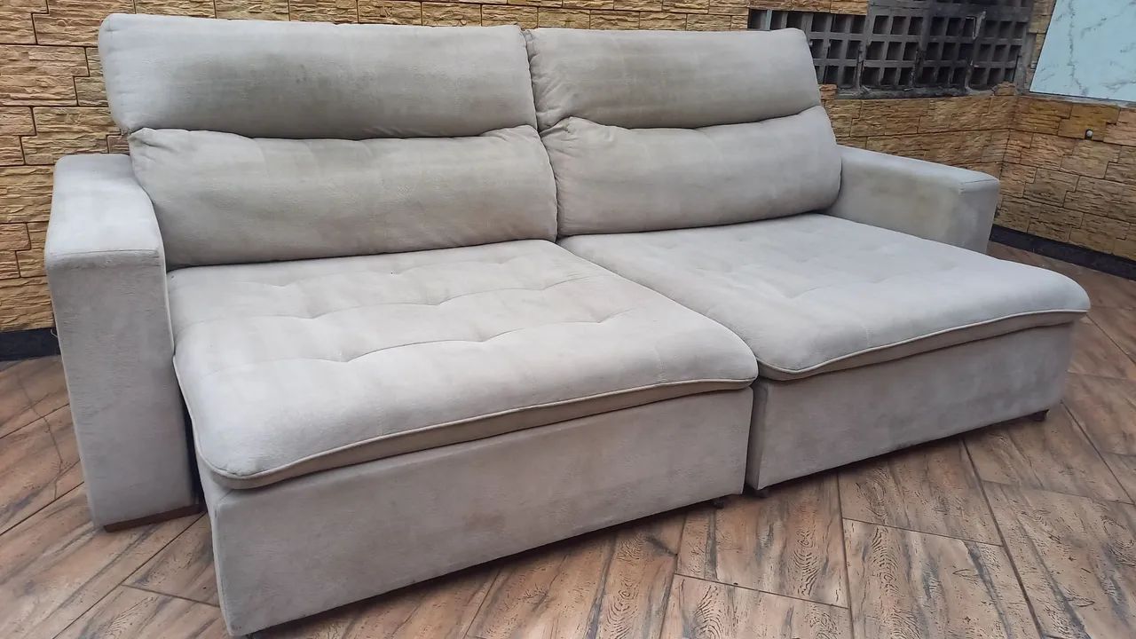 Entrego: Sofá Retrátil e Reclinável 2.70m de largura Dunelli by Pilow top e molas 