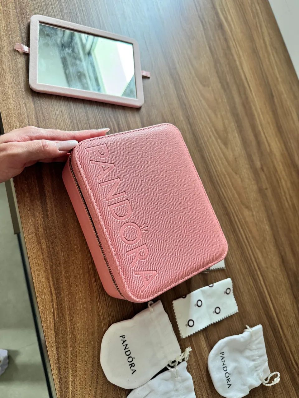 Porta-Joias Pandora Original com Espelho - Rosa - Foto 5