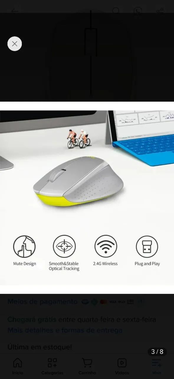 Mouse sem fio Logitech M330 Novo - Foto 3