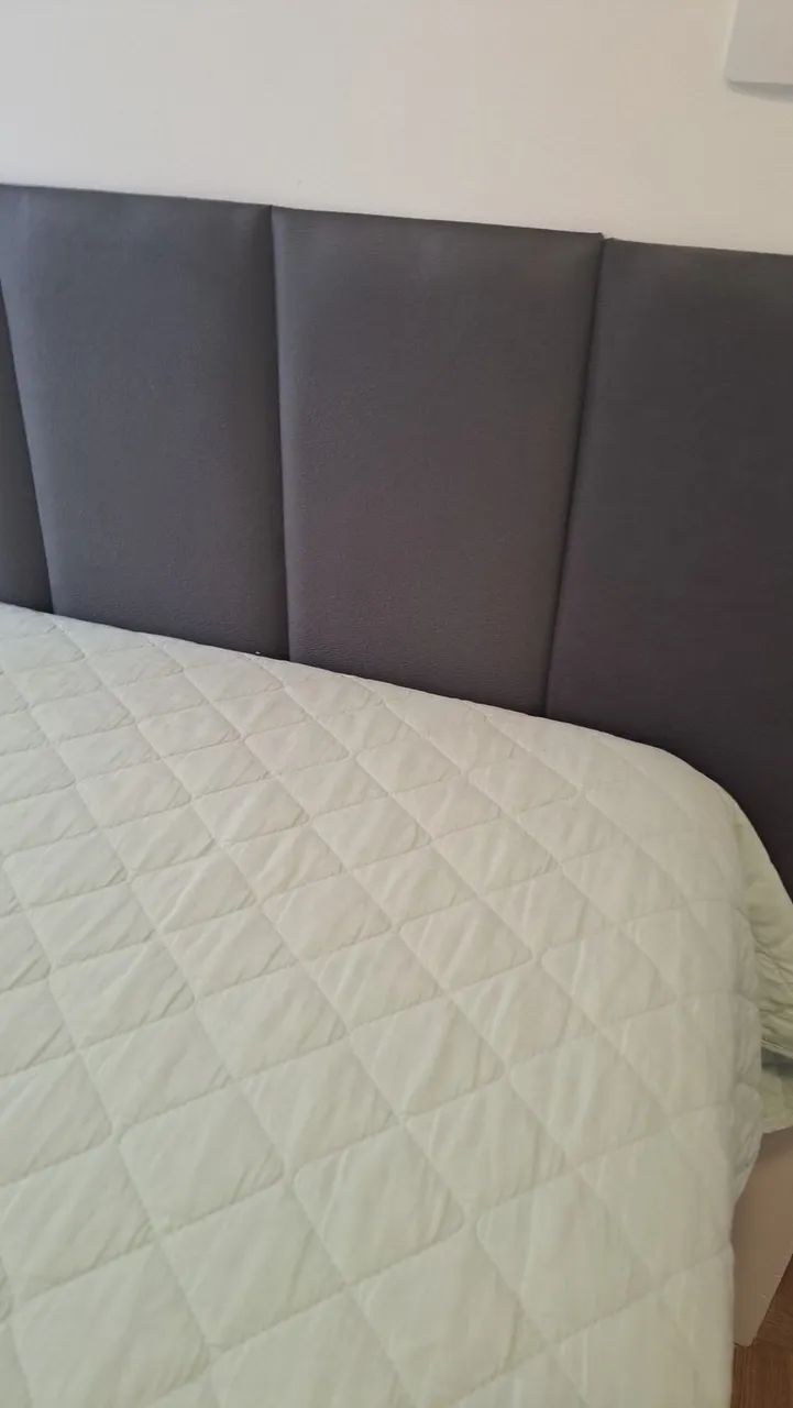 KIT CABECEIRA MODULAR CAMA SOLTEIRO CINZA ESCURO - Foto 3