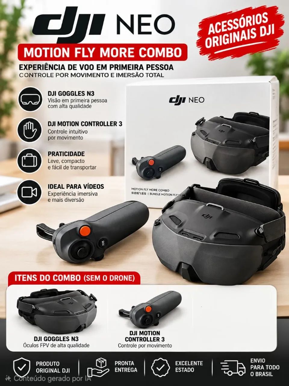 Acessórios originais para drone da marca DJI nunca usados.