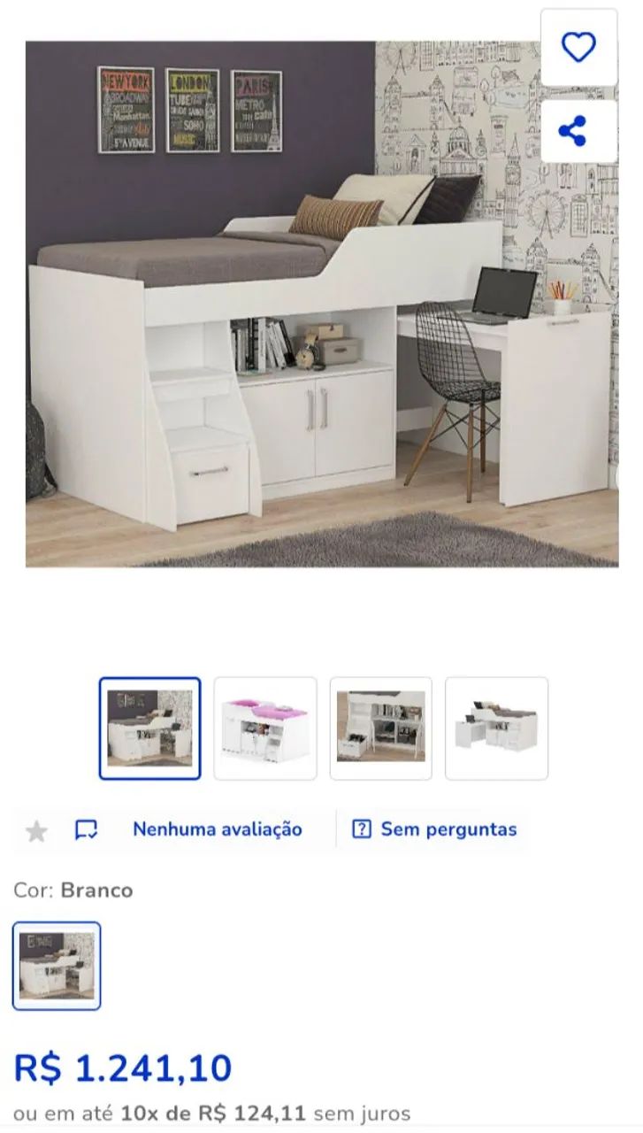 Cama de solteiro multifuncional 