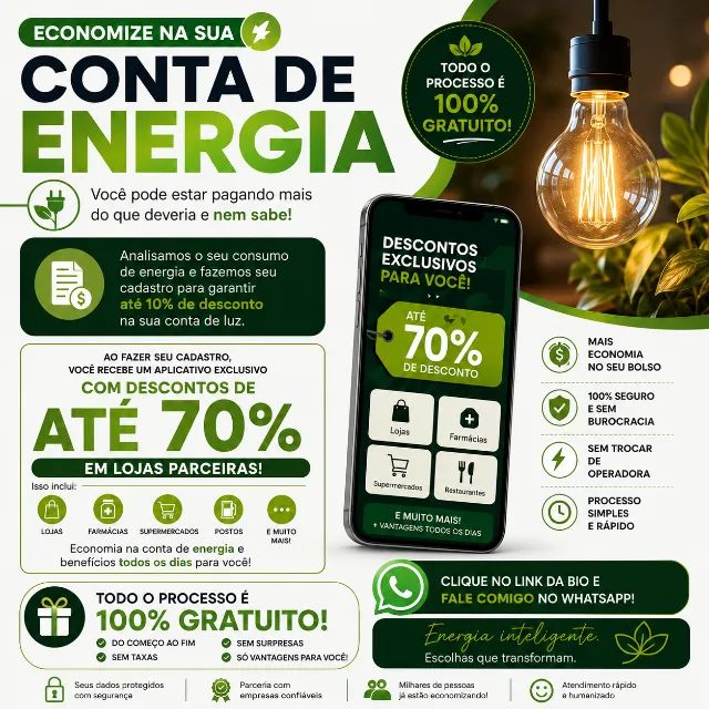 Desconto na Conta de Luz - 100% Gratuito