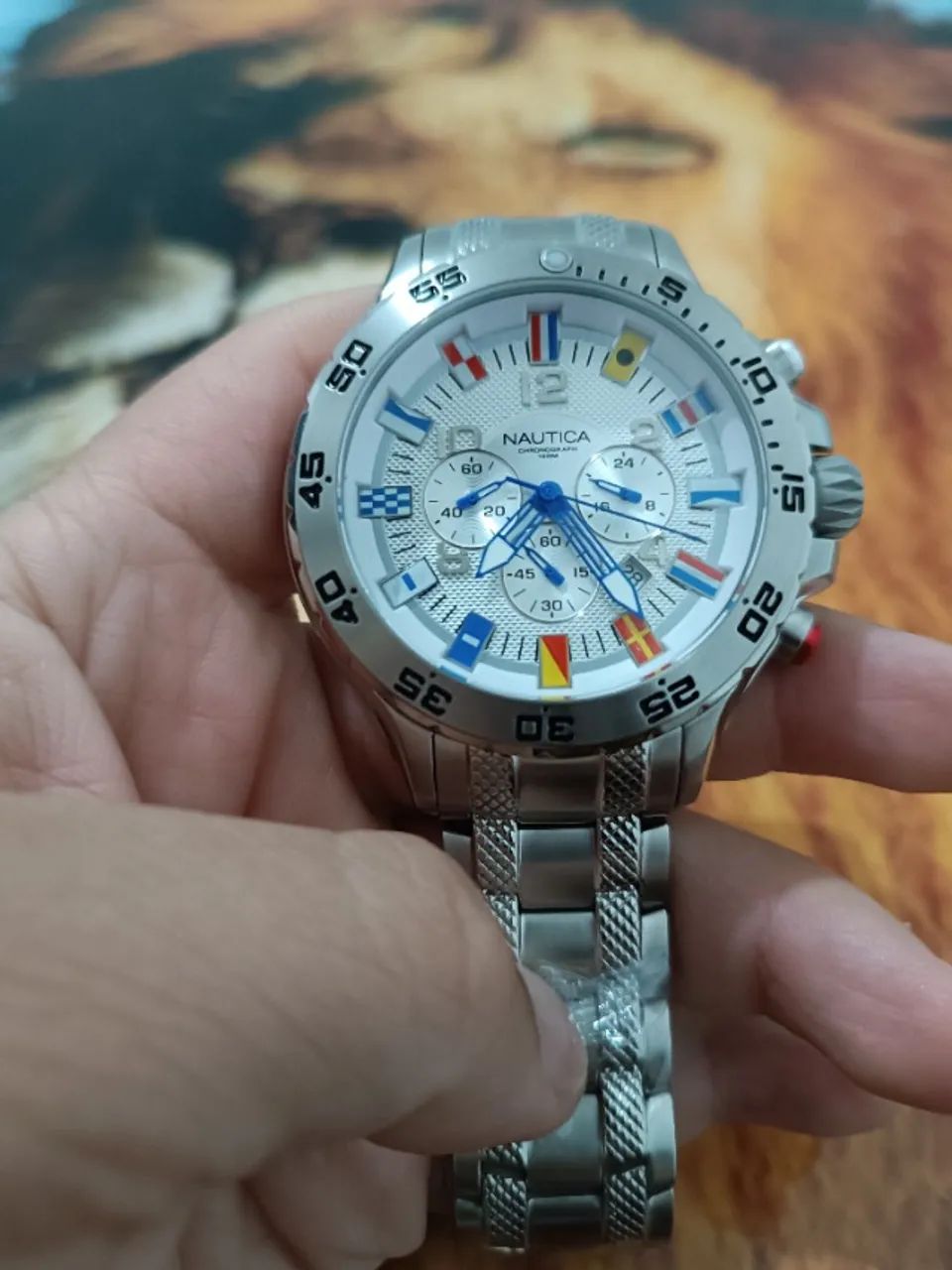 Relógio Nautica Bandeiras Mostrador Branco Multifuncional  - Foto 3