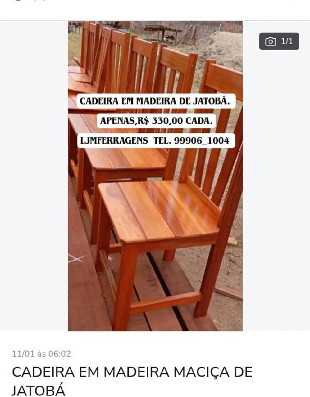 CADEIRA DE MADEIRA MACIÇA EM JATOBÁ. 