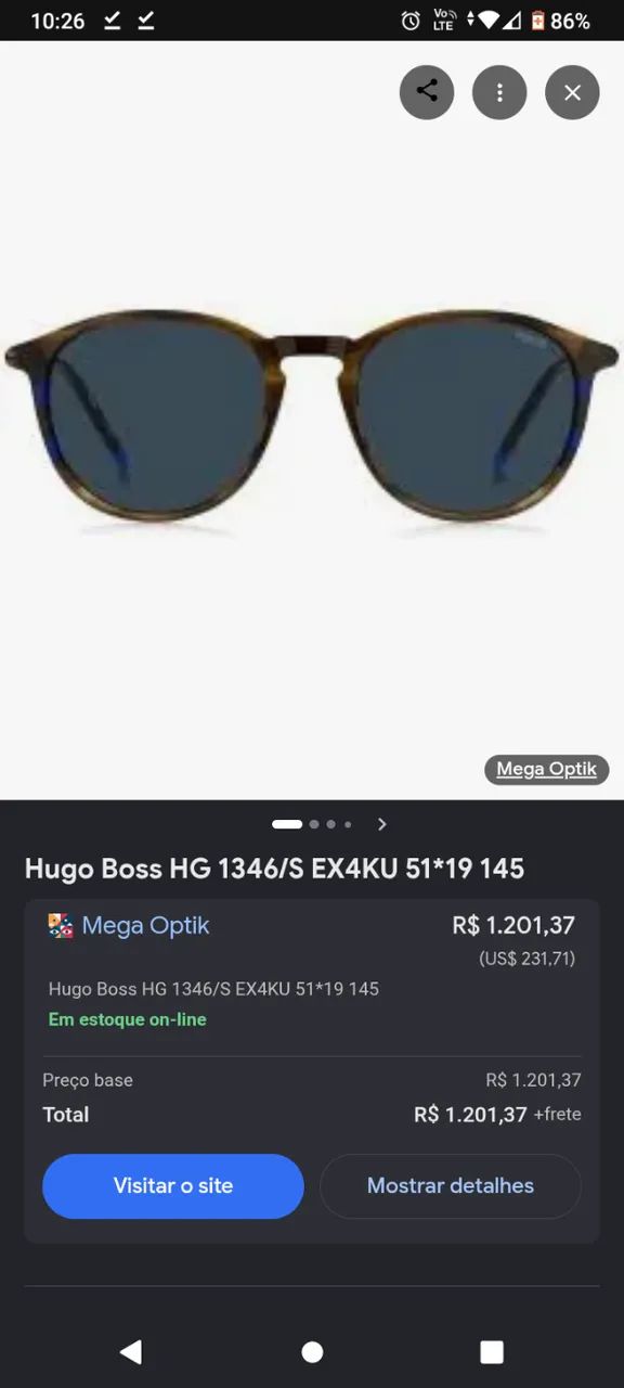 Óculos de Sol Hugo Boss Original - HG 1346/S EX4KU - Foto 2