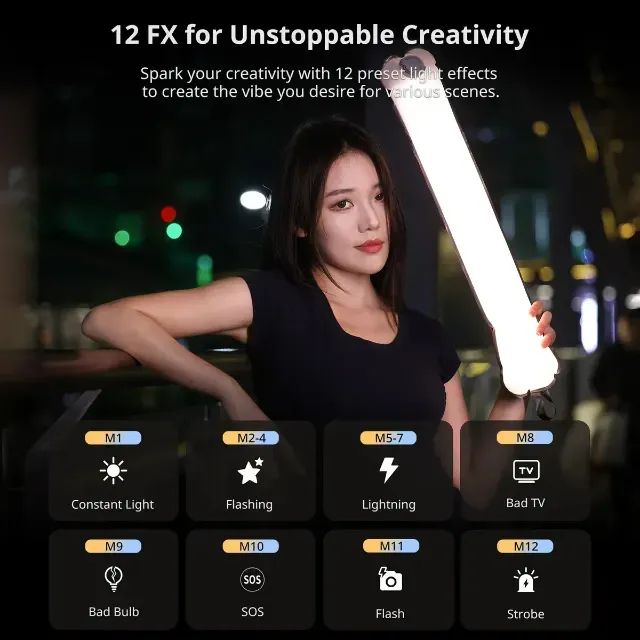 Bastão LED Inflável Ulanzi UA12 Iluminador Magnético Barra Luz Bicolor Fotografia Estúdio - Foto 2