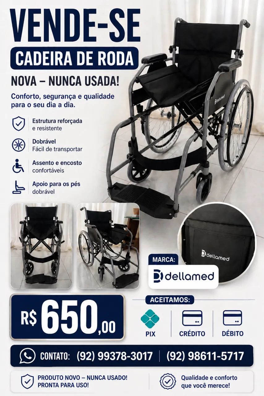 Vendo cadeira de rodas nunca usada