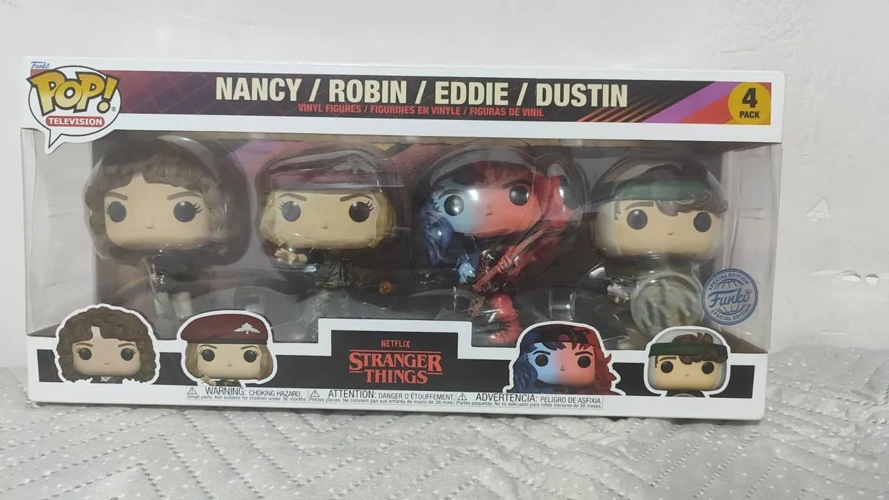 Pack stranger thigns funko Nancy , Rony, eddie e Dustin 