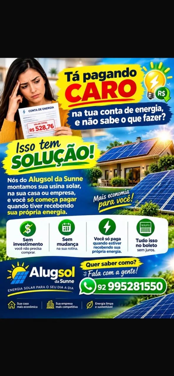 Quer ter tua própria energia ,sem investimento e se risco?