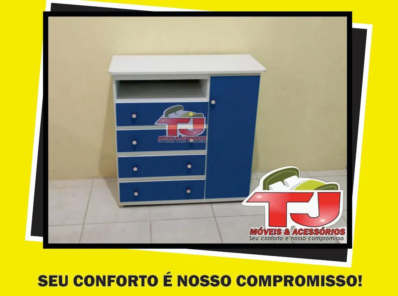 CÔMODA SAPATEIRA AZUL 4 GAVETAS 