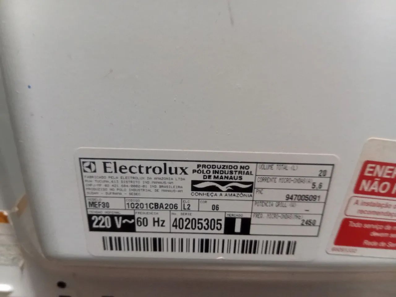 Micro-ondas Electrolux apenas com número da led ruim  - Foto 2