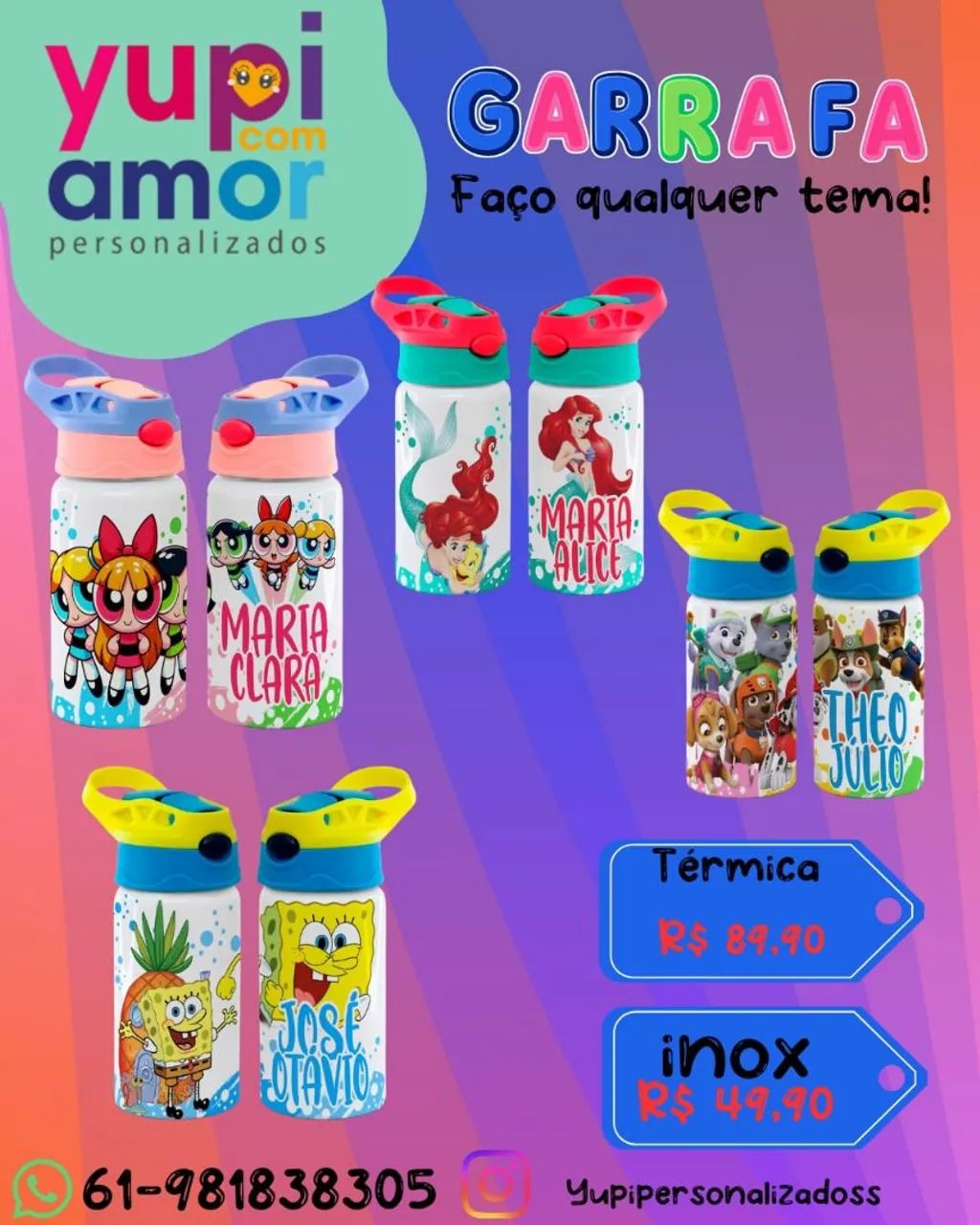 Garrafa infantil personalizadas 